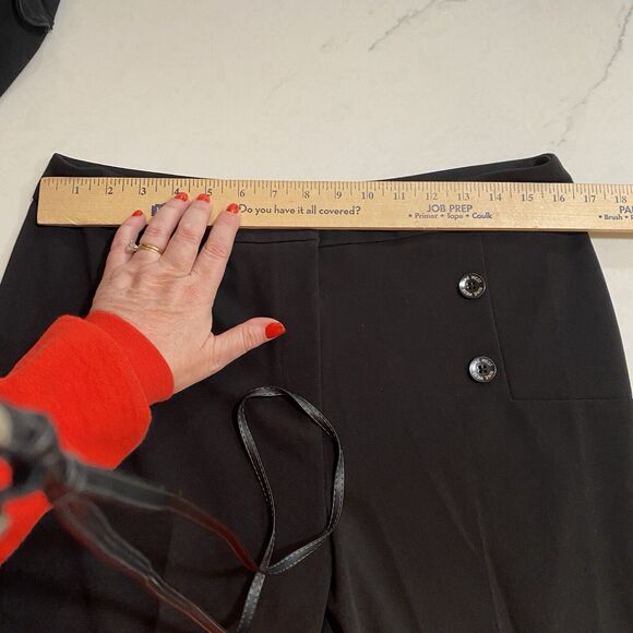 Nine West Pants Women 10 Black Trouser Sailor Nautical Corp Academia Gold Button - Picture 9 of 12